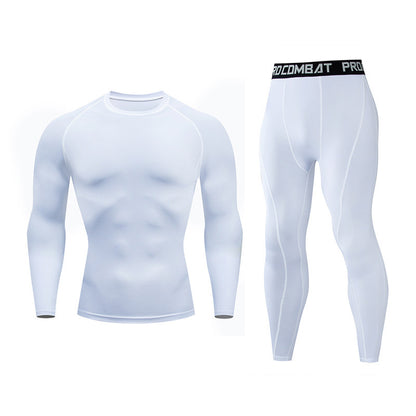 "Men's Fitness Suit - Quick-Drying Gym Sports Tights & Long-Sleeved Top"