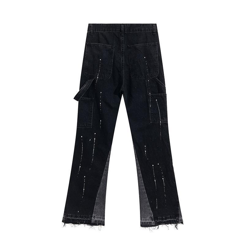 Men’s Stretch Straight-Leg Jeans – Ink Splash Street Style Denim