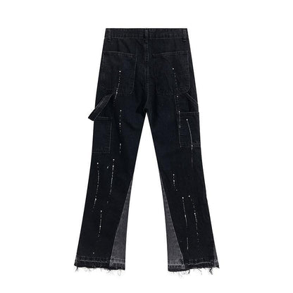Men’s Stretch Straight-Leg Jeans – Ink Splash Street Style Denim