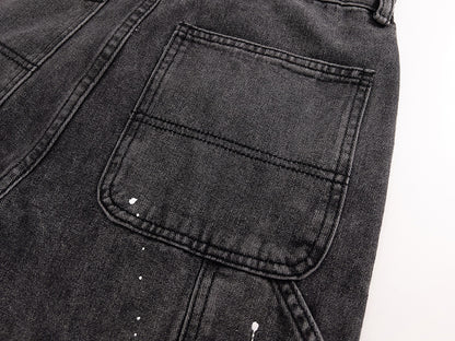 Men’s Stretch Straight-Leg Jeans – Ink Splash Street Style Denim