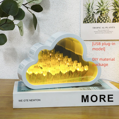 DIY Tulip Mirror Night Lamp – Handmade LED Cloud Flower Light Kit