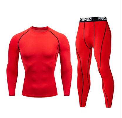 "Men's Fitness Suit - Quick-Drying Gym Sports Tights & Long-Sleeved Top"