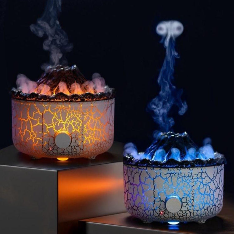 Creative Volcano Humidifier Aromatherapy Machine – Jellyfish Flame Effect Essential Oil Diffuser with LED Lighting