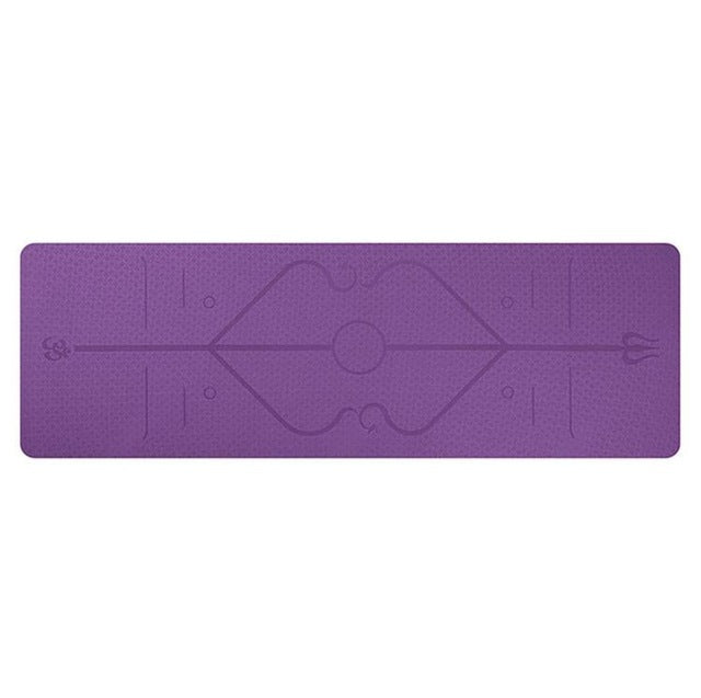 Non-Slip TPE Yoga Mat with Position Lines – Eco-Friendly 6mm Mat for Beginners