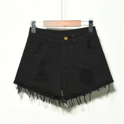 Distressed High-Waisted Denim Shorts – Loose Fit, Wide-Leg Hot Pants for Women