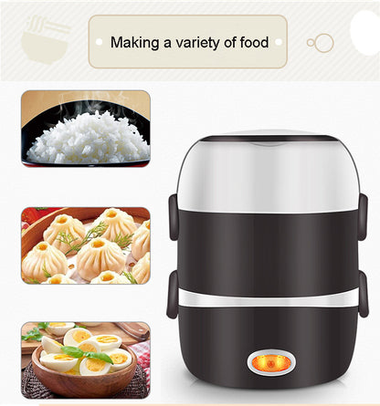 Multi-Function Electric Lunch Box – 2L USB-Powered Portable Food Warmer with 3 Compartments