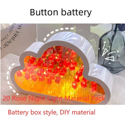 DIY Tulip Mirror Night Lamp – Handmade LED Cloud Flower Light Kit