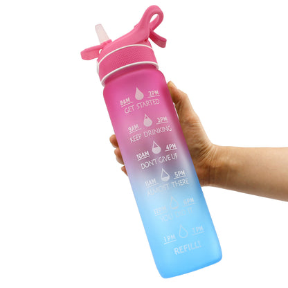 Sports Water Bottle with Bounce Cover & Straw - Space Cup Design
