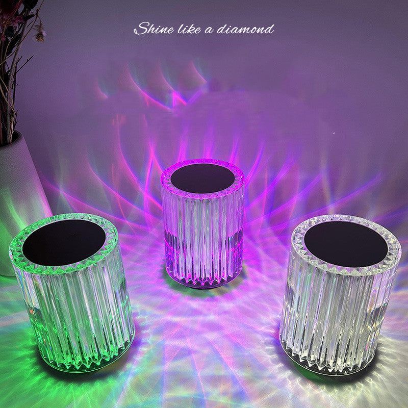 Crystal LED Table Lamp – Creative Atmosphere Night Light with USB Charging & Remote Control