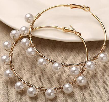 Elegant Pearl-Wrapped Hoop Earrings – Statement Fashion Jewelry