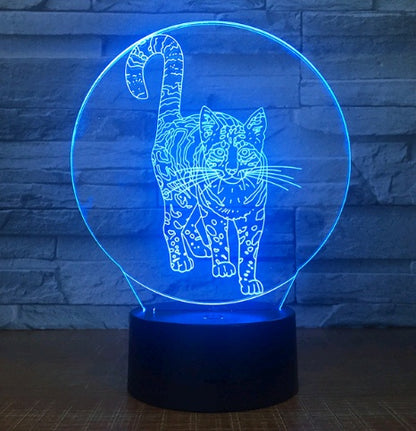 Colorful 3D Volt Cat Illusion LED Table Lamp – Acrylic Visual Stereo Light with Touch Control and USB Power