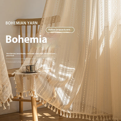Wood Color Lace Mesh Curtains - Stylish and Elegant Home Decor