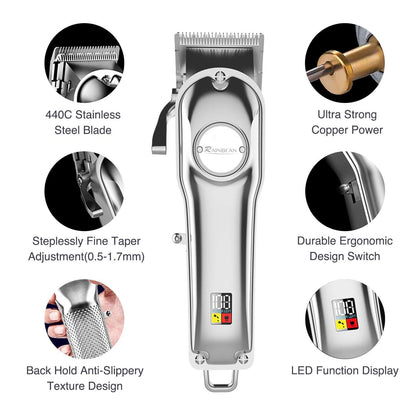 3-in-1 Waterproof Cordless Hair & Beard Trimmer – LED Display, USB Rechargeable Grooming Kit for Men, Women & Kids
