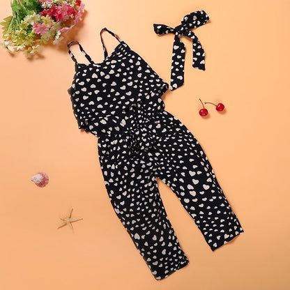 Girls' Summer Polka Dot Jumpsuit – Sleeveless Cotton Romper with Adjustable Straps (Sizes 2T–7T)