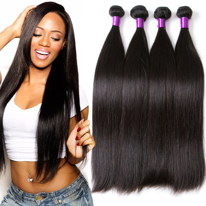 Brazilian Straight Human Hair - Natural Color, High-Quality Extensions