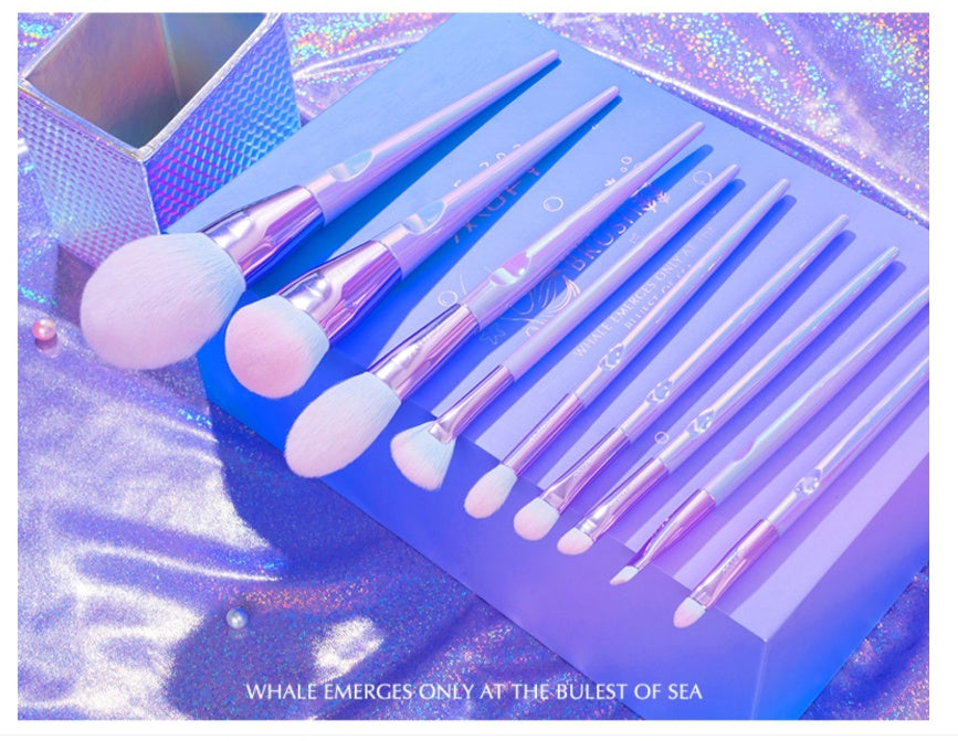 Mermaid-Inspired 10-Piece Makeup Brush Set – Vibrant, Soft & Cruelty-Free