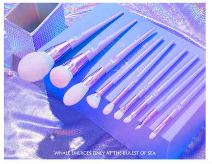 Mermaid-Inspired 10-Piece Makeup Brush Set – Vibrant, Soft & Cruelty-Free