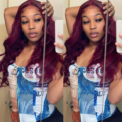 Mid-Section Big Wavy Long Curly Hair - Fluffy Wine Red Wig
