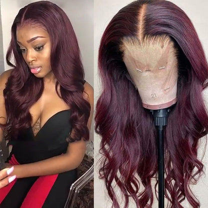 Mid-Section Big Wavy Long Curly Hair - Fluffy Wine Red Wig