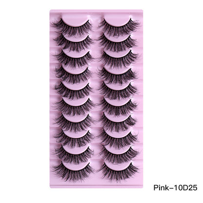 10 Pairs of Natural Thick Curly Eyelashes - Soft & Voluminous