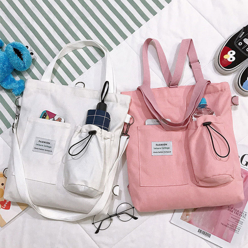 Canvas Bags Students Handbag With Pockets Preppy Buckpack Shoulder Bag For Women