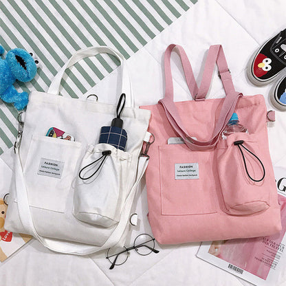 Canvas Bags Students Handbag With Pockets Preppy Buckpack Shoulder Bag For Women