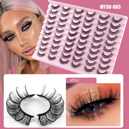 30 Pairs of DD Curl Russian False Eyelashes - Thick & Natural Look