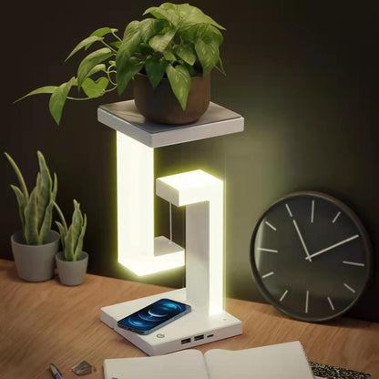 Magnetic Levitating LED Table Lamp with Wireless Charging – Floating Balance Light for Home & Office