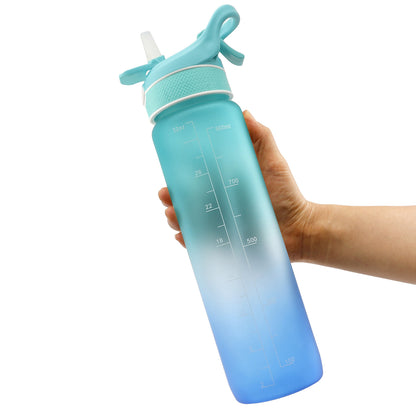 Sports Water Bottle with Bounce Cover & Straw - Space Cup Design