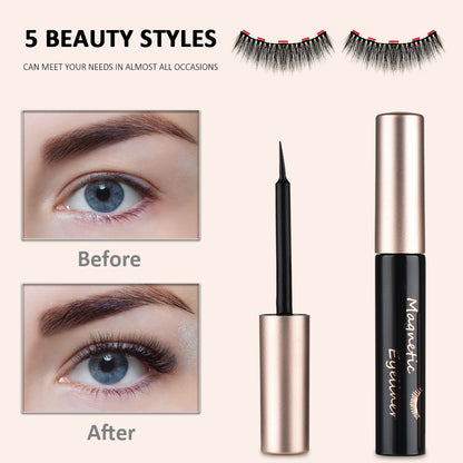 Reusable Magnetic False Eyelashes with Eyeliner – Natural Look, Easy Application