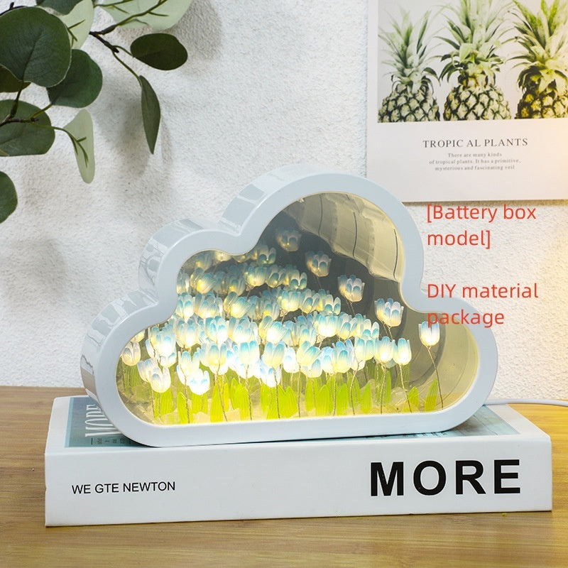 DIY Tulip Mirror Night Lamp – Handmade LED Cloud Flower Light Kit