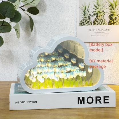 DIY Tulip Mirror Night Lamp – Handmade LED Cloud Flower Light Kit