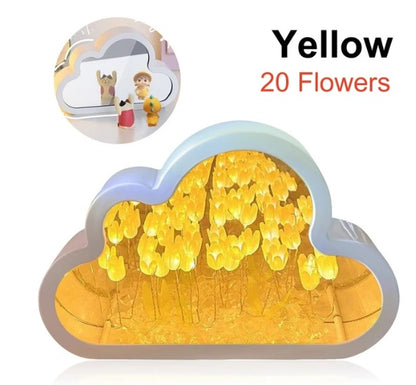 DIY Tulip Mirror Night Lamp – Handmade LED Cloud Flower Light Kit