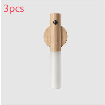 Auto LED USB Magnetic Wood Wireless Night Light – PIR Motion Sensor Wall & Cabinet Lamp