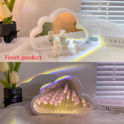 DIY Tulip Mirror Night Lamp – Handmade LED Cloud Flower Light Kit