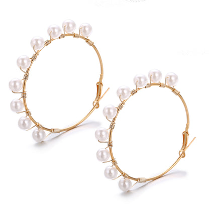 Elegant Pearl-Wrapped Hoop Earrings – Statement Fashion Jewelry