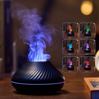 RGB Flame Aroma Diffuser – 130ml 3D Colorful Flame Humidifier with Fire Volcano Effect