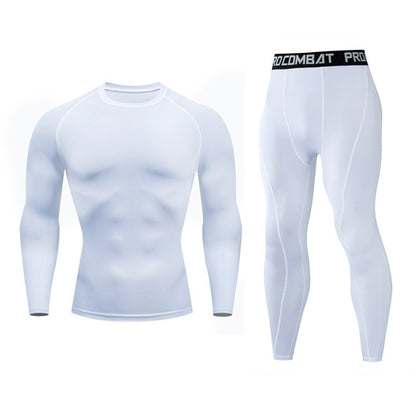 "Men's Fitness Suit - Quick-Drying Gym Sports Tights & Long-Sleeved Top"