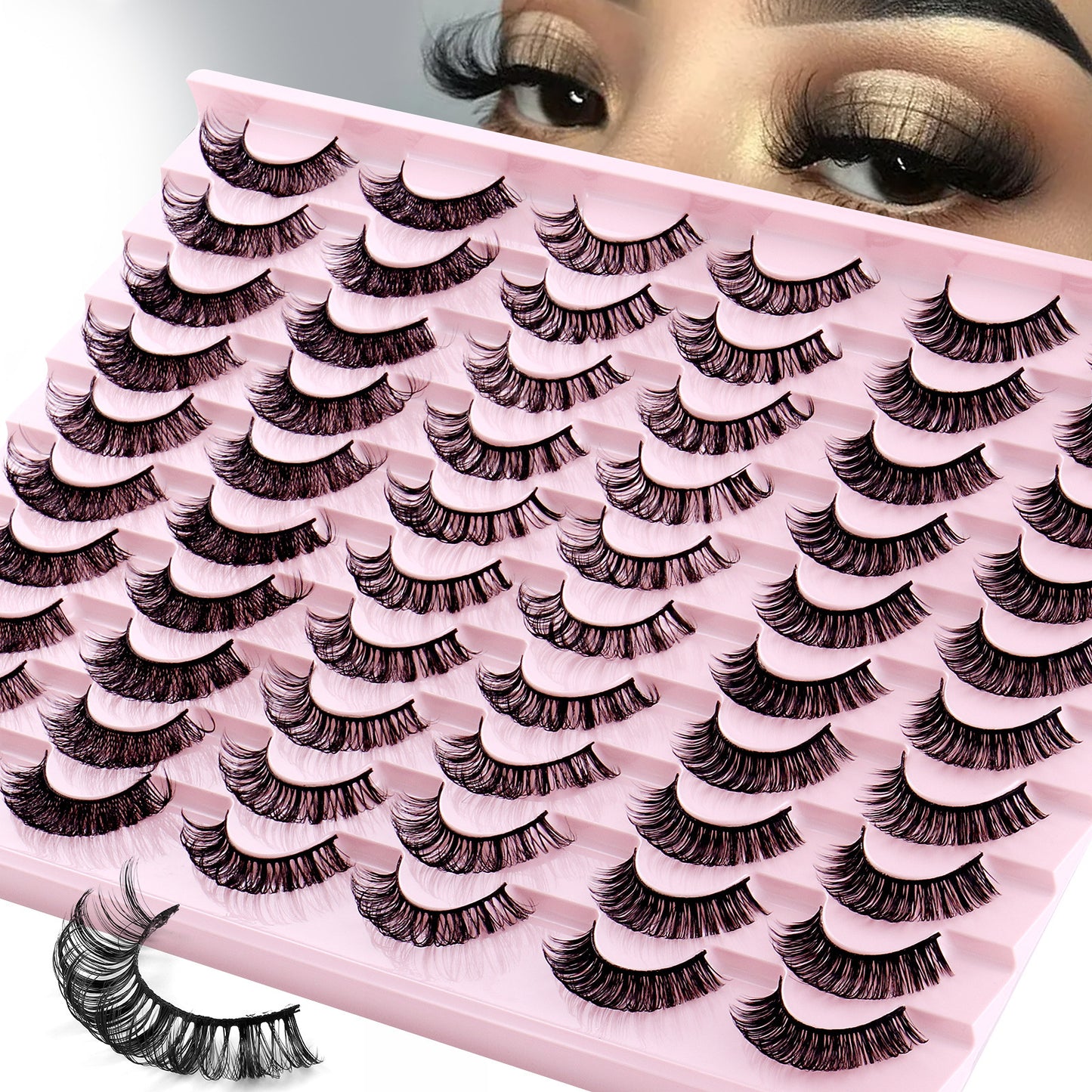 30 Pairs of DD Curl Russian False Eyelashes - Thick & Natural Look