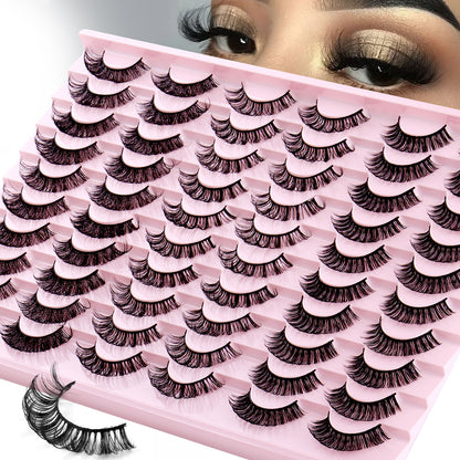 30 Pairs of DD Curl Russian False Eyelashes - Thick & Natural Look