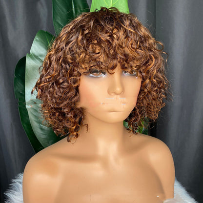 Curly Human Hair Wig - Full Machine Made for a Natural Look