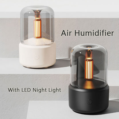 Atmosphere Light Humidifier Candlelight Aroma Diffuser – Portable 120ml USB Cool Mist Maker with LED Night Light