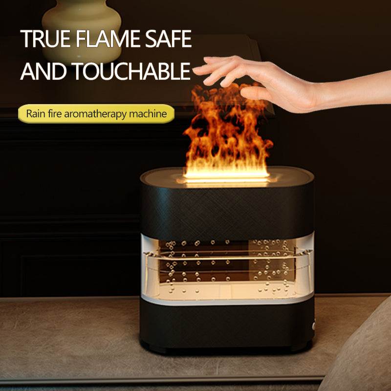 Rain Cloud Fire Humidifier – 2024 Water Drip Aroma Diffuser with Simulated Flame Effect