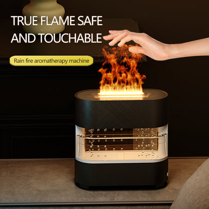 Rain Cloud Fire Humidifier – 2024 Water Drip Aroma Diffuser with Simulated Flame Effect