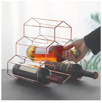 Creative Geometric Metal Wine Rack – Modern Wine Bottle Holder for Home, Bar, or Restaurant