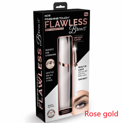 Flawlessly Brows Electric Eyebrow Remover – Painless, Portable Trimmer with LED Light & 18K Gold-Plated Head