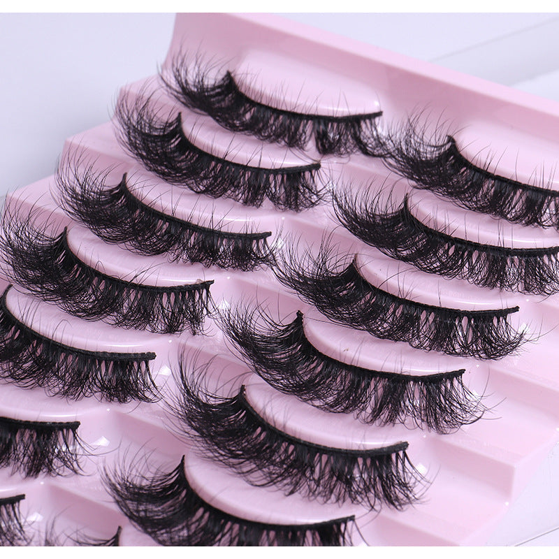 10 Pairs of Natural Thick Curly Eyelashes - Soft & Voluminous