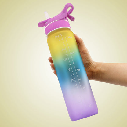 Sports Water Bottle with Bounce Cover & Straw - Space Cup Design