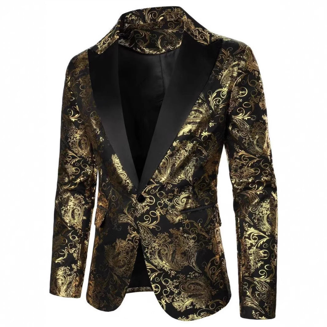 Men's Bronzing Printed Suit Jacket – Stylish Fashion Jacket for All Occasions