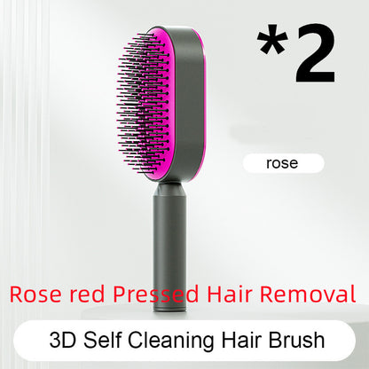 Self-Cleaning Hair Brush for Women - Anti-Static Scalp Massage Comb